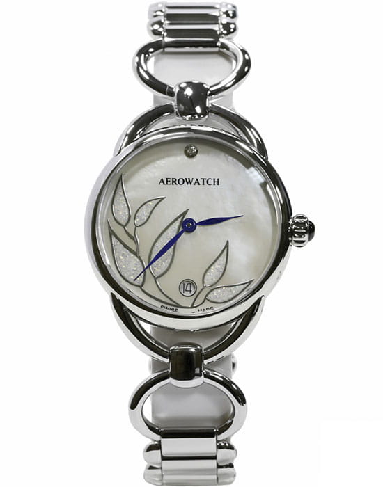 Aerowatch Aerowatch Diamonds 07977 AA02 M  07977 AA02 M кварцевые женские часы перламутровый циферблат, браслет нержавеющая сталь — вид спереди